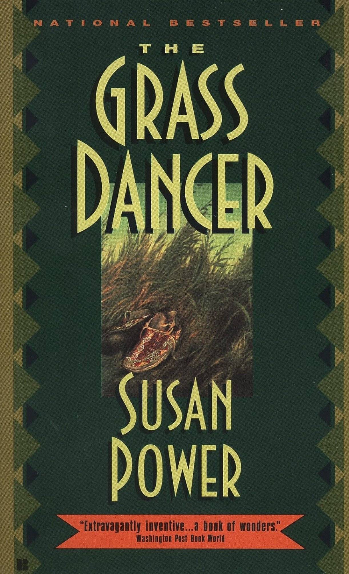 Book cover with an illustration of shoes in tall grass